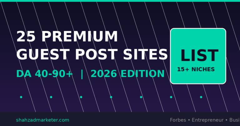 Premium guest post sites list 2026 - 25 high DA websites across 15 niches